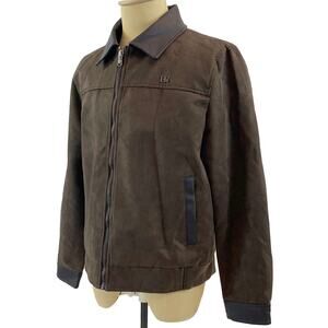 BV Clothing Men's Chocolate Brown Suede/Leather Jacket Flat Collar Sz L